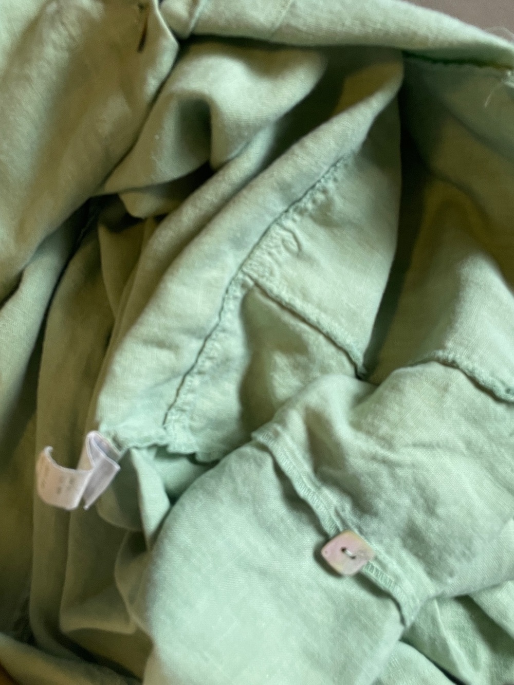 Cut Loose sage green 100% linen oversized shirt jacket patch pockets XL - Picture 6 of 10